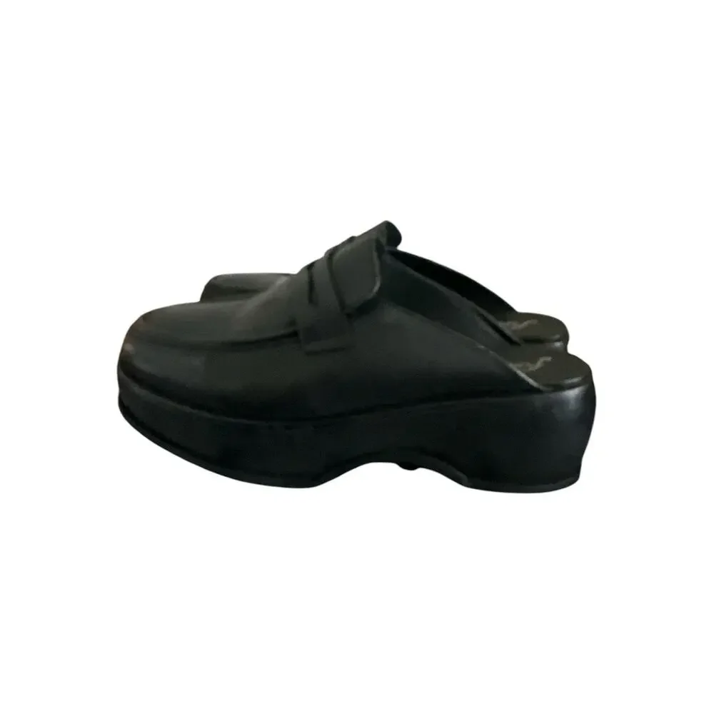 Free People Winston Women's Black Platform Loafer Mules Sz EU 39 USA 8.5